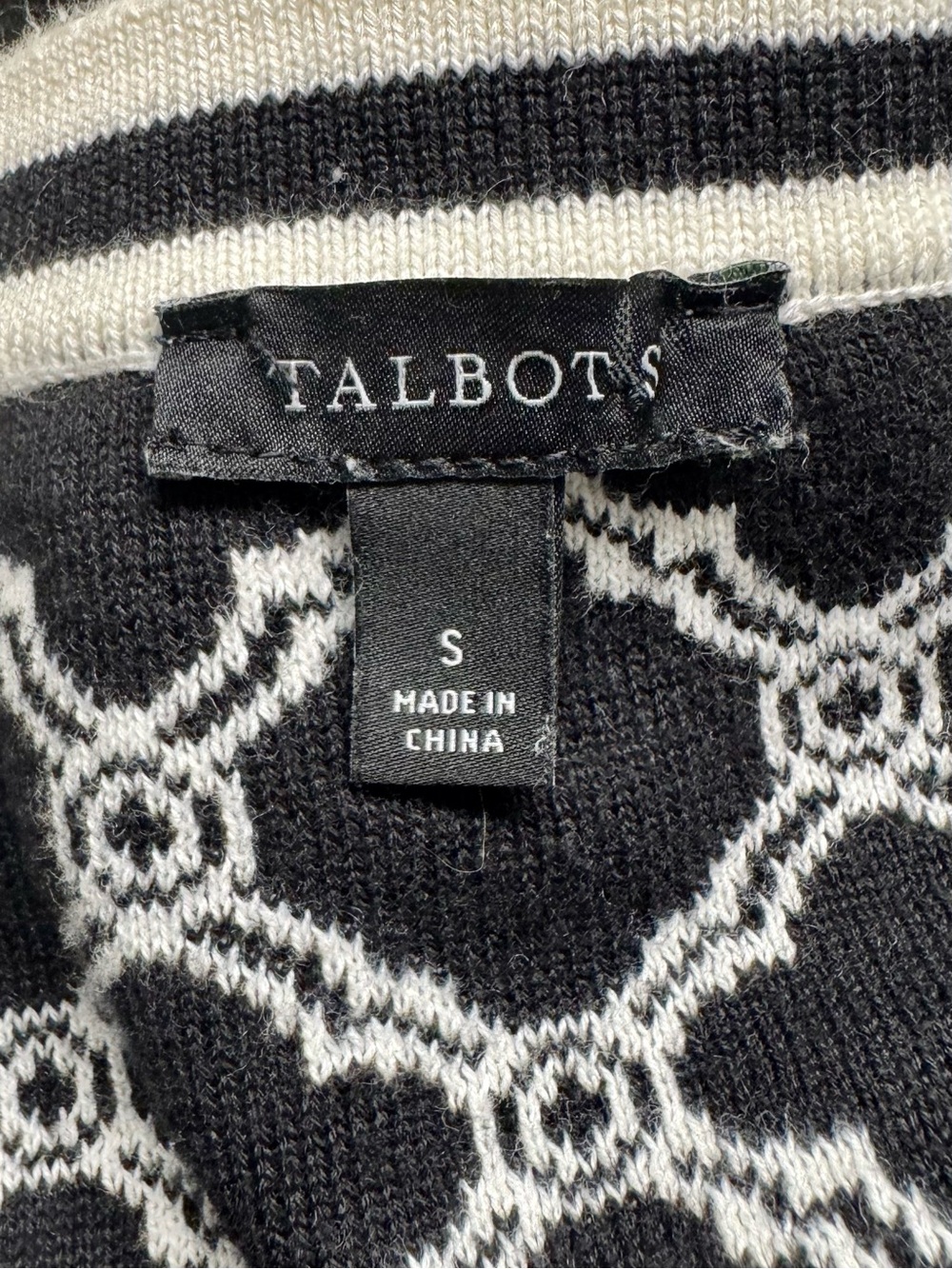 Talbots, Women’s White & Black Lattice Print Sweater, Size Small - Picture 11 of 12